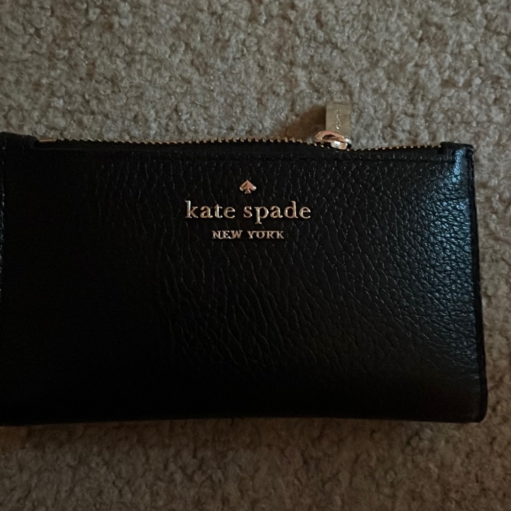 Kate spade black and gold medium sized wallet